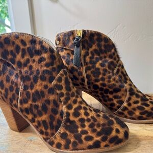 Boden Horton Calf Hair Ankle Boots with Leopard Print
